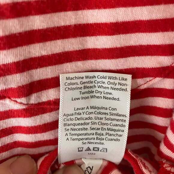 Free Assembly Shirt Womens L Red‎ White Striped Long Sleeve Boxy - Picture 3 of 11